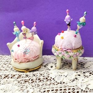 2 Charming Pincushions made from Trinket Box